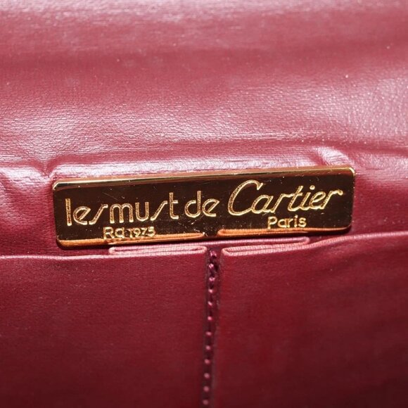 CARTIER Chain Shoulder Bag Suede Leather Red Gold Auth 118790V - Picture 13 of 16